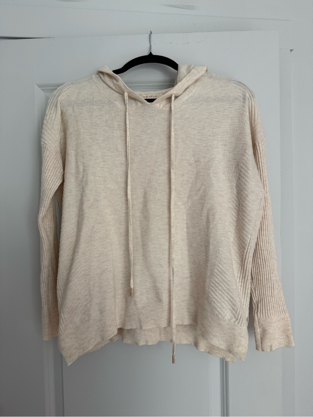Skies Are Blue Cream Hooded Knit Pullover